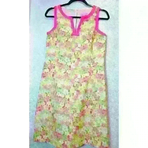 Lilly Pulitzer Percy Floral Sunbonnet Flower Eyelet Lace Shift Dress Size 4 - Picture 5 of 13